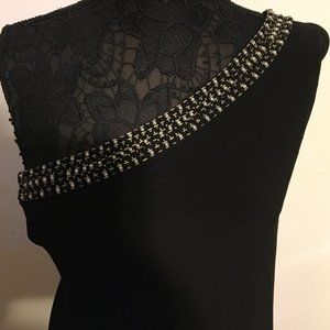 Spense Vintage One Shoulder Top Accented with Pearls Like New Large